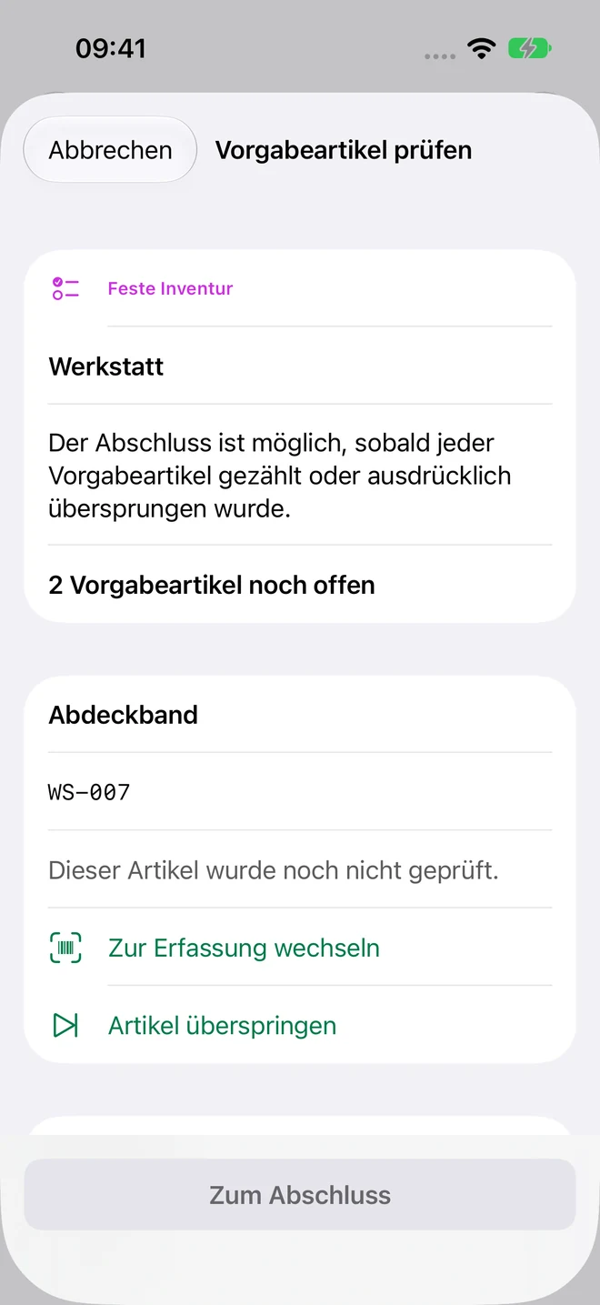 StockScan: Offene Pflichtartikel prüfen