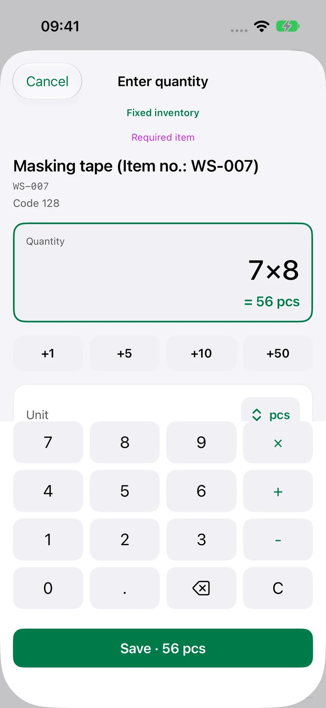 StockScan: Calculate quantities