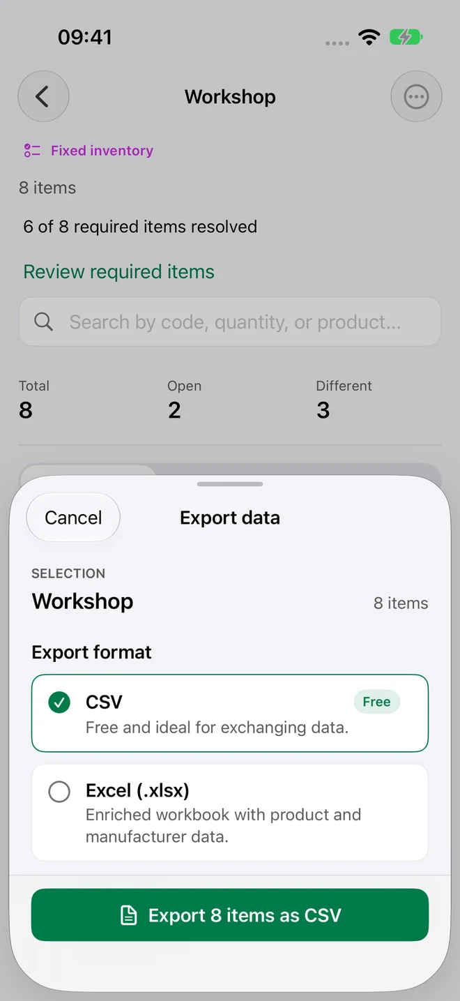 StockScan: Export CSV & Excel