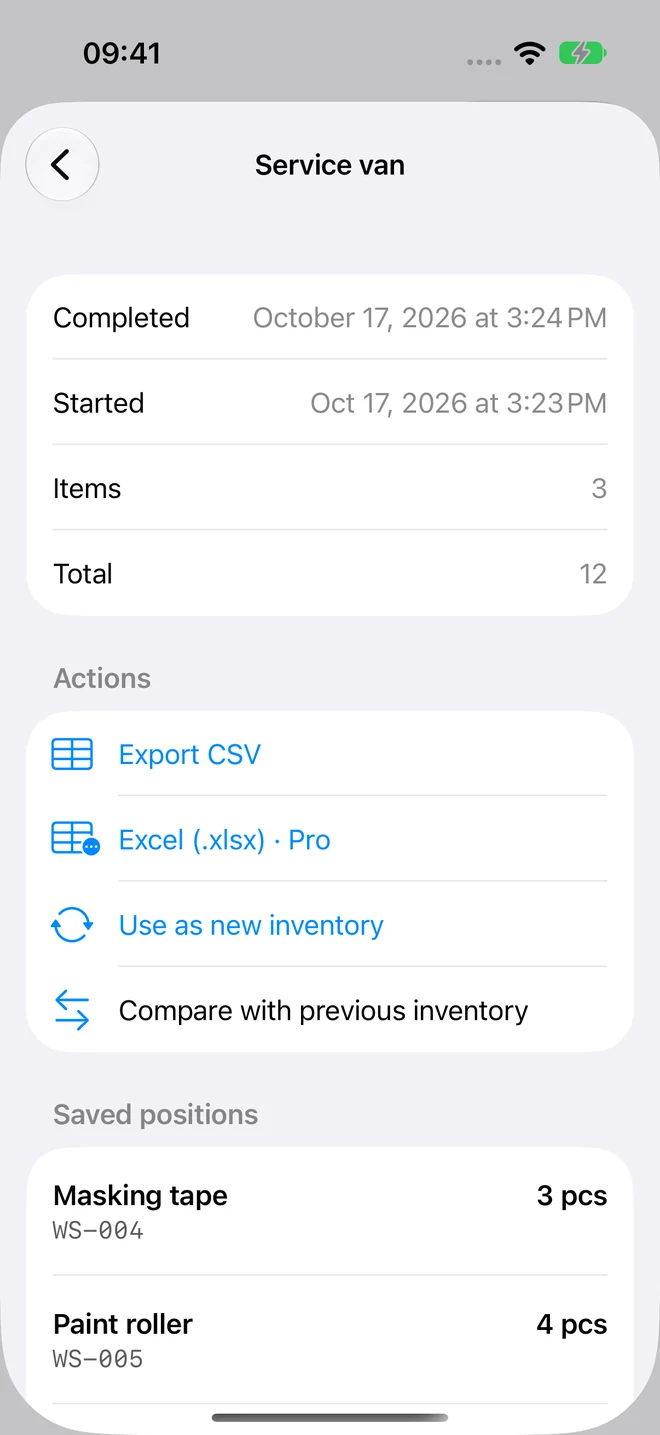 StockScan: Reuse a completed inventory